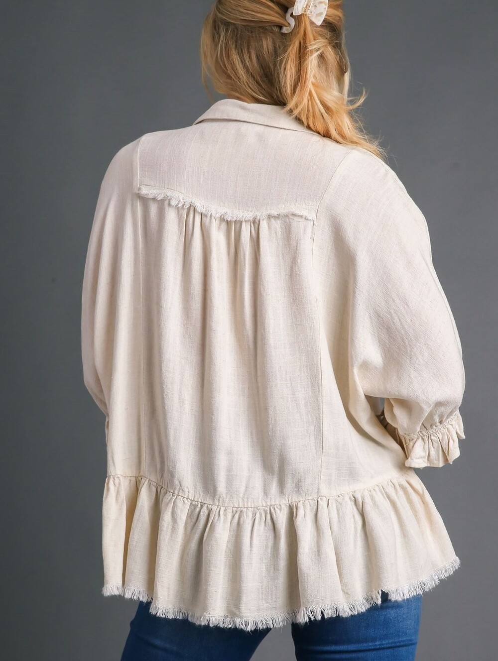 Umgee Linen Blend Oversized Blouse - Picture 2 of 10